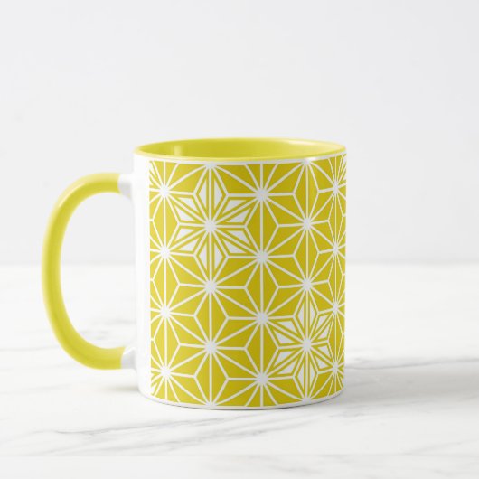 Mug Japonais Asanoha motif - moutarde or et blanc (Gauche)