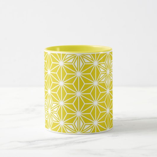 Mug Japonais Asanoha motif - moutarde or et blanc (Centre)