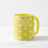 Mug Japonais Asanoha motif - moutarde or et blanc (Devant droit)