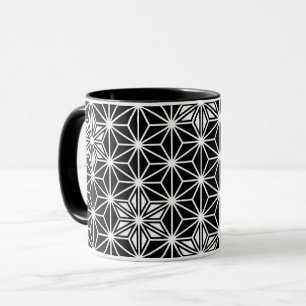 Mug Japonais Asanoha motif - noir et blanc