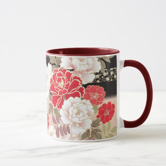 Mug japonais Black & Red Peonies (Droite)