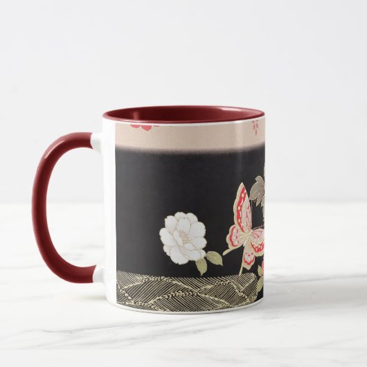 Mug japonais Black & Red Peonies (Gauche)