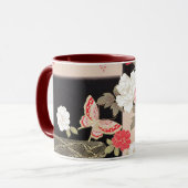 Mug japonais Black & Red Peonies (Devant gauche)