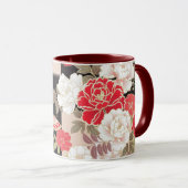 Mug japonais Black & Red Peonies (Devant droit)