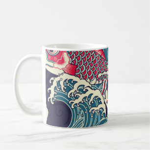 Mug Japonais coloré Koi/carpe poisson dans la lame