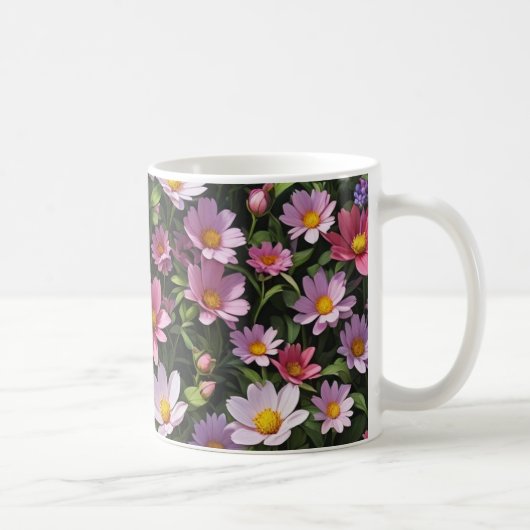 Mug Jardin à fleurs rose et blanc (Droite)