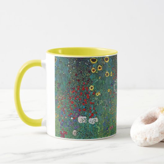 Mug Jardin agricole avec tournesol par Klimt, Fleurs V (Avec donut)