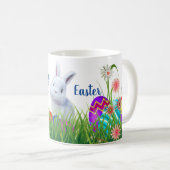 Mug Jardin anglais Joyeux lapin de Pâques et oeufs col (Devant droit)