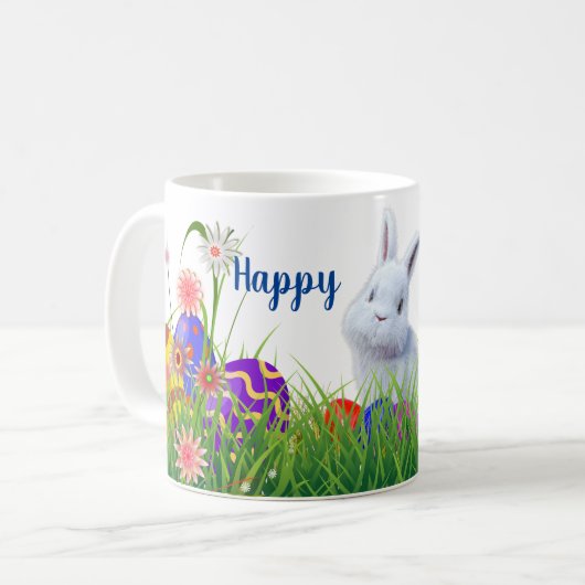 Mug Jardin anglais Joyeux lapin de Pâques et oeufs col (Devant gauche)