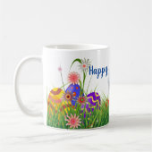 Mug Jardin anglais Joyeux lapin de Pâques et oeufs col (Gauche)