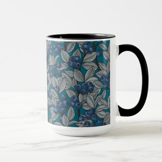 Mug Jardin aux bleuets, bleu et gris (Droite)