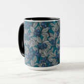 Mug Jardin aux bleuets, bleu et gris (Devant gauche)