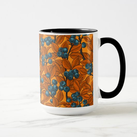 Mug Jardin aux bleuets, bleu et orange (Droite)