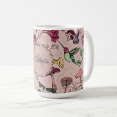 Mug Jardin aux colibris roses et aux fleurs (Devant droit)