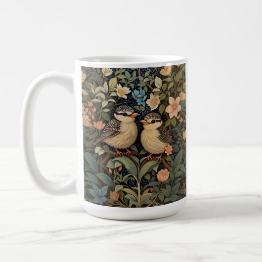 Mug Jardin botanique de deux mignons bébés oiseaux (Gauche)