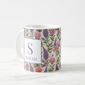 Mug Jardin Botanique Monogramme Floral Lavande (Devant gauche)