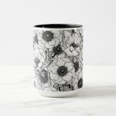 Mug Jardin d'anémones en noir et blanc (Centre)