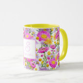 Mug Jardin de cottage d'été monogrammé blanc (Devant droit)