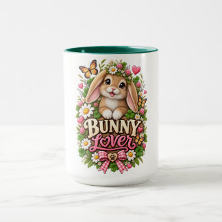 Mug Jardin de cottage floral amateur de lapin mignon