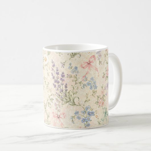 Mug Jardin de cottage rétro à fleurs botaniques (Devant droit)