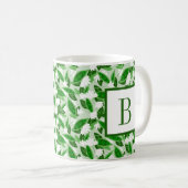 Mug Jardin de fleurs blanches de pois vert (Devant droit)