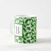 Mug Jardin de fleurs blanches de pois vert (Devant gauche)