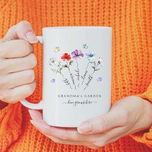Mug Jardin de grand-mère avec petits-enfants noms Aqua