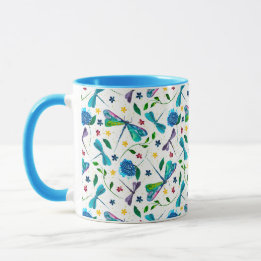 Mug Jardin de libellule aquarelle en blanc couleur per