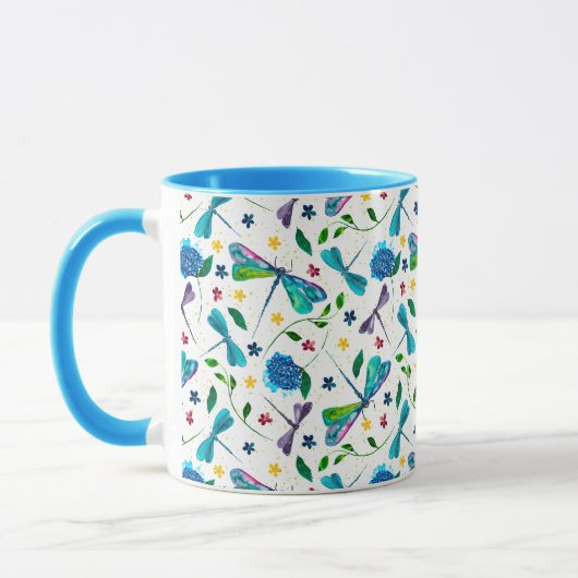 Mug Jardin de libellule aquarelle en blanc couleur per (Gauche)