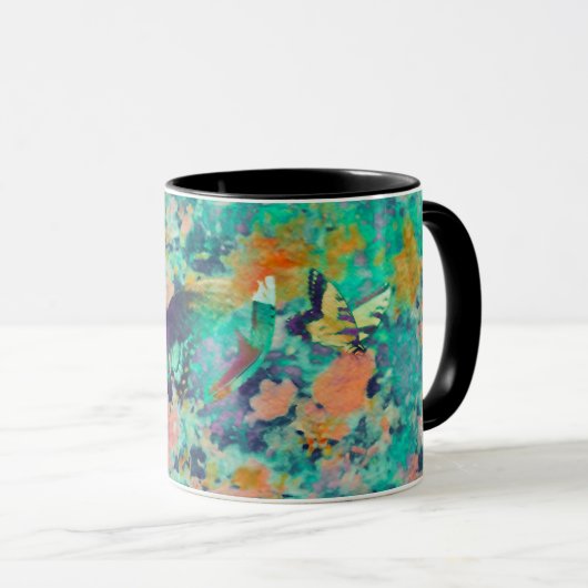 Mug Jardin de papillons et une plume (Devant droit)