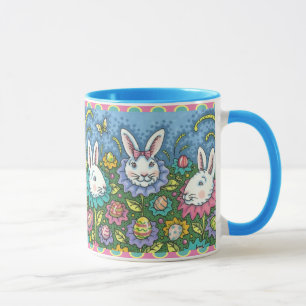 MUG JARDIN DE PÂQUES FANTAISISTE, FLEURS DE LAPIN