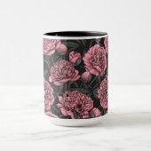 Mug Jardin de pivoine nocturne rose et gris (Centre)