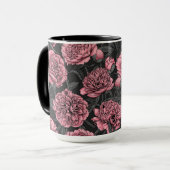 Mug Jardin de pivoine nocturne rose et gris (Devant gauche)