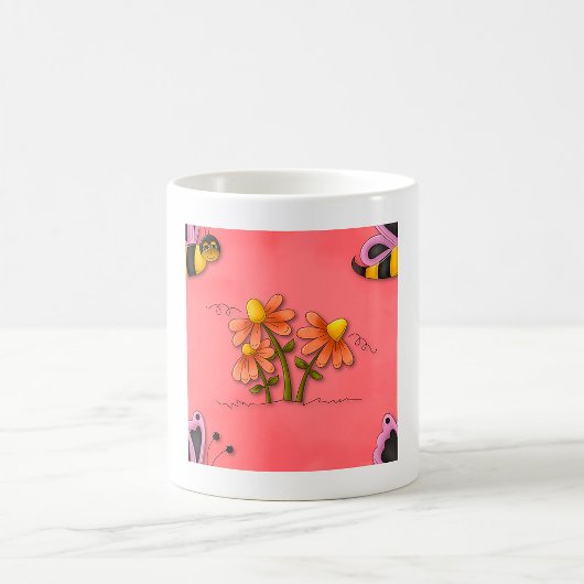 Mug Jardin de printemps mignon de l'abeille et rose fl