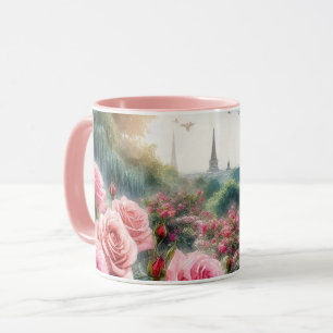 Mug Jardin de roses parisien Tour Eiffel Rose 