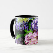 Mug Jardin d'Hydrangea, rose, bleu, mauve maman à fleu (Devant gauche)