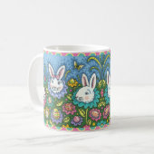 MUG JARDIN D'OEUFS DE PÂQUES BLANCS, FLEURS DE RABBIT (Devant gauche)