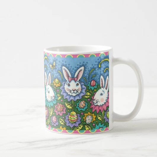 MUG JARDIN D'OEUFS DE PÂQUES BLANCS, FLEURS DE RABBIT (Droite)