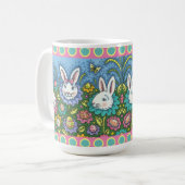 MUG JARDIN D'OEUFS DE PÂQUES BLANCS, FLEURS DE RABBIT (Devant gauche)