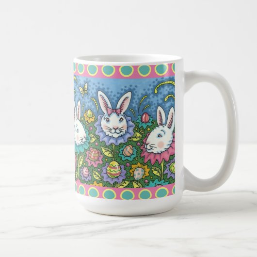MUG JARDIN D'OEUFS DE PÂQUES BLANCS, FLEURS DE RABBIT (Droite)
