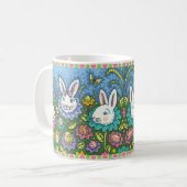 MUG JARDIN D'OEUFS DE PÂQUES BLANCS, FLEURS DE RABBIT (Devant gauche)