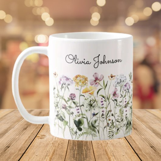 Mug Jardin Fleur sauvage de nom personnalisé