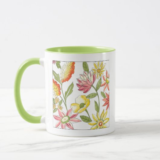 Mug Jardin fleuri avec Arrière - plan blanc (Gauche)