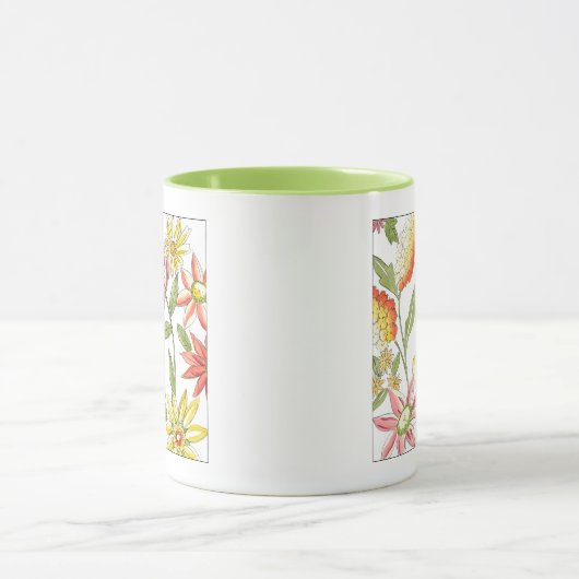Mug Jardin fleuri avec Arrière - plan blanc (Centre)