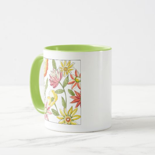 Mug Jardin fleuri avec Arrière - plan blanc (Devant gauche)