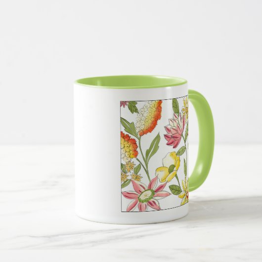 Mug Jardin fleuri avec Arrière - plan blanc (Devant droit)