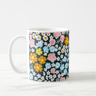 Mug Jardin fleuri avec roses et fleurs sauvages. Vinta