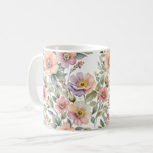 Mug Jardin floral délicatement teinté (Devant gauche)