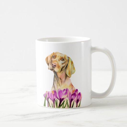 Mug Jardin floral du chien | Vizsla d'aquarelle (Droite)