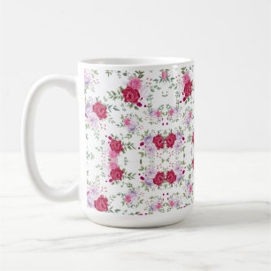 Mug Jardin Floral Élégant Bourgogne & Lavande Rose